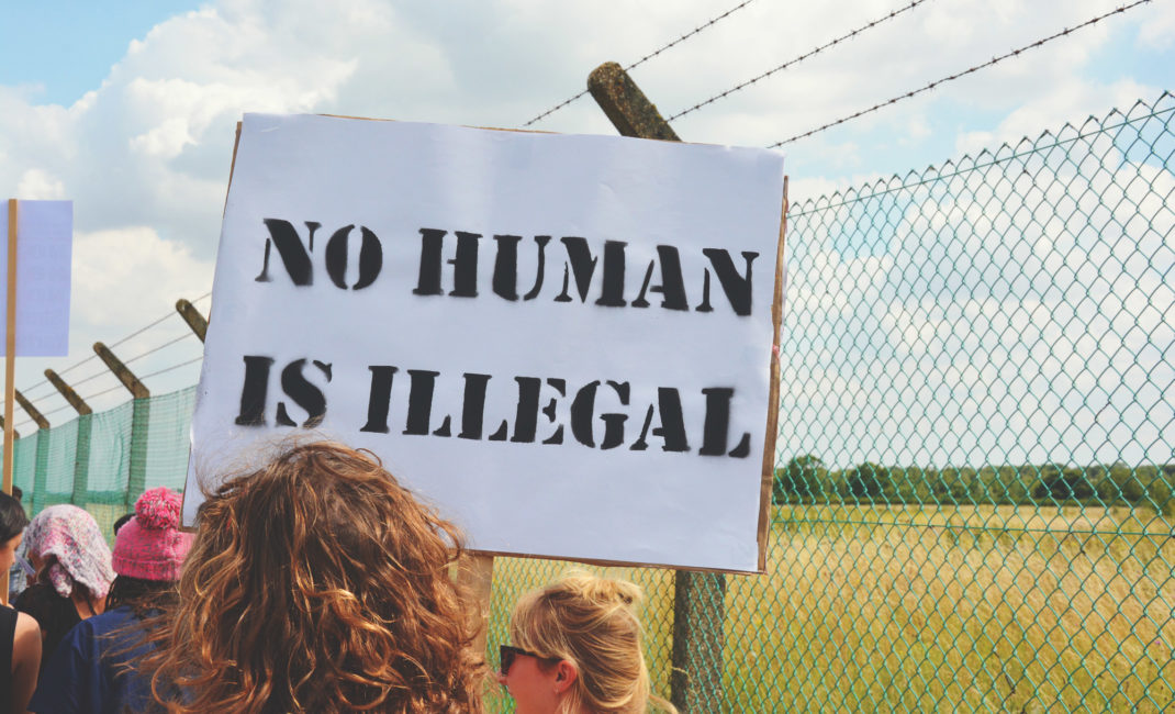 No human is illegal, protesting