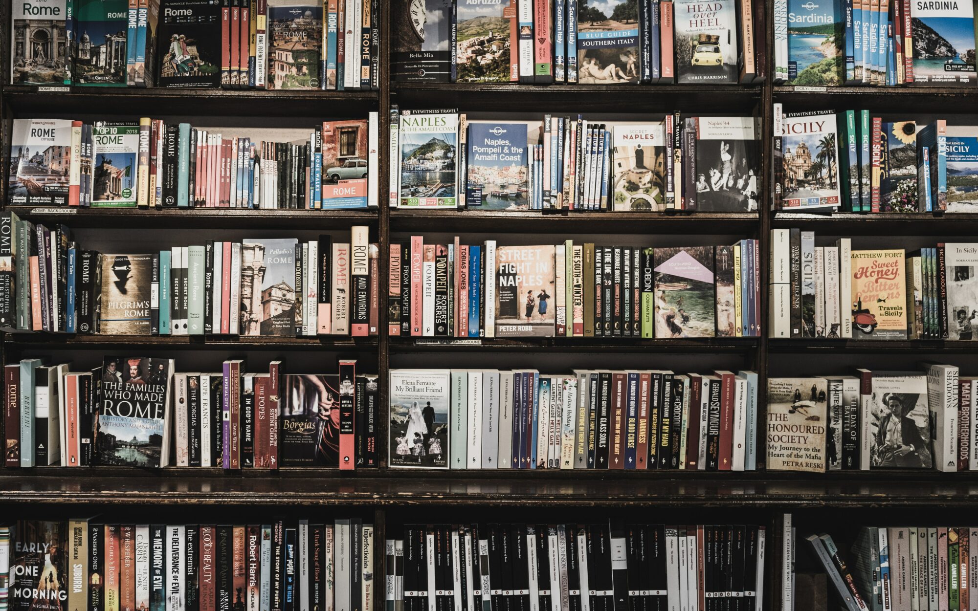Bookshop book shelves