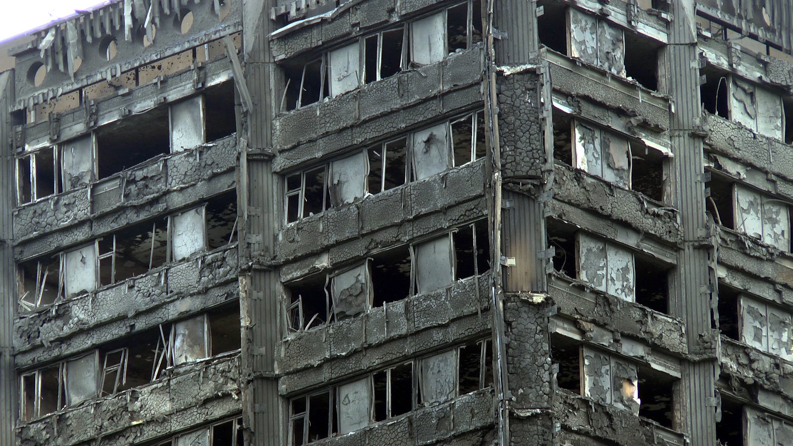 The burnt shell of Grenfell Tower, taken on June 16, 2017