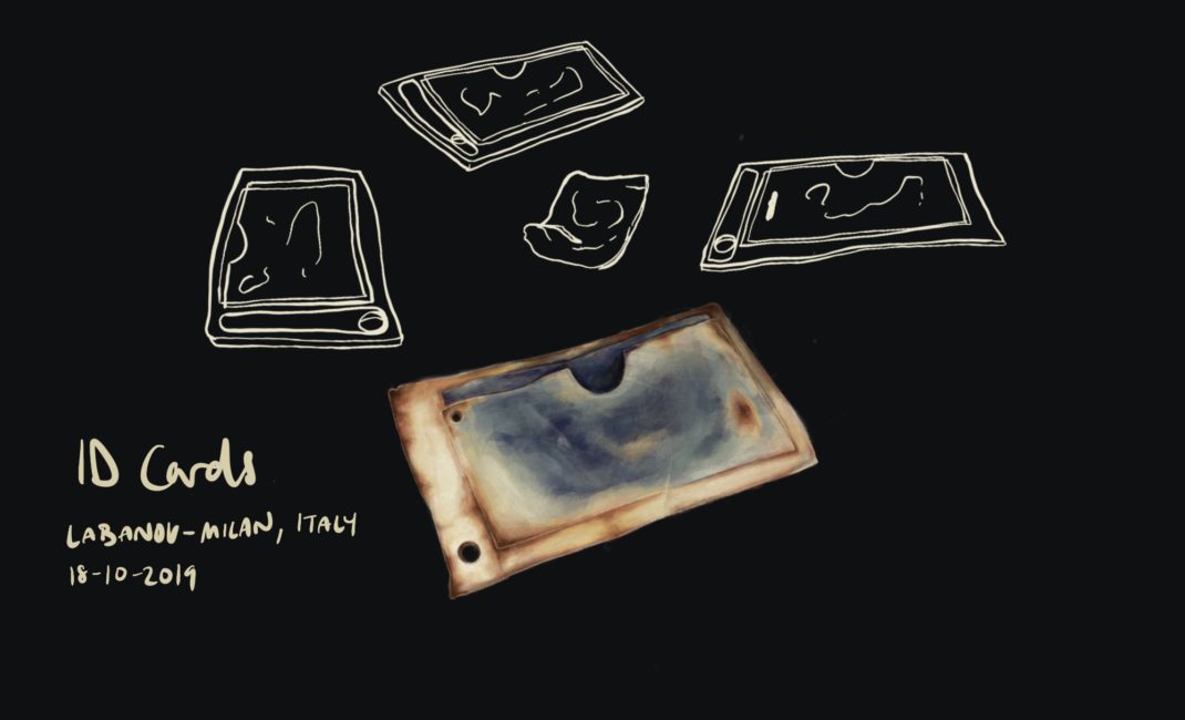 A sketch of ID cards found after a boat sank in the Mediterranean