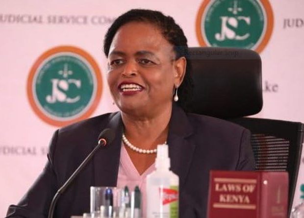 Kenya’s Chief Justice-designate Martha Koome responds to questions during her job interview. Judiciary.go.ke
