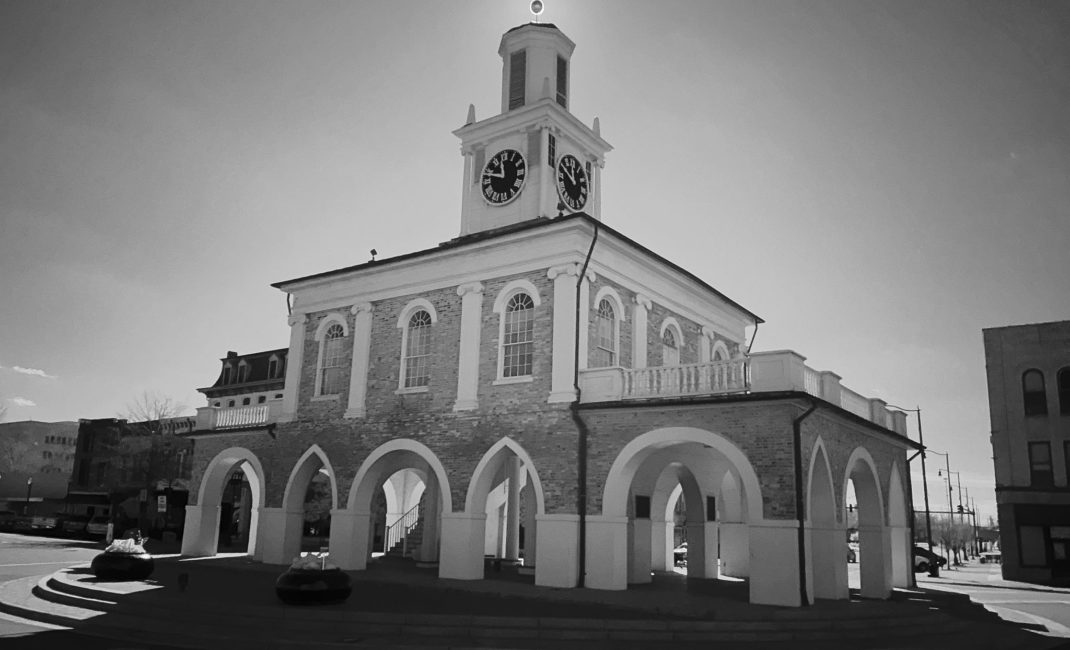 Fayetteville Market House in black and white