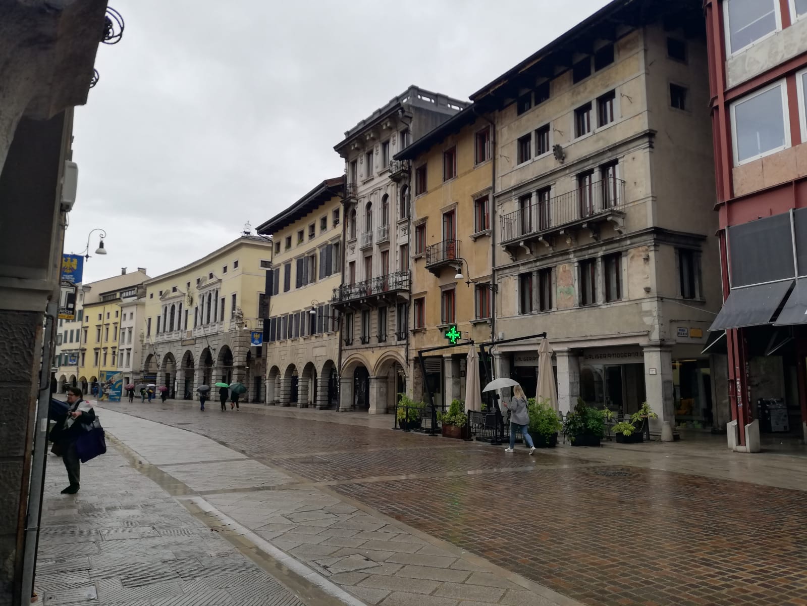 Via Mercato Vecchio in Udine where historic palaces and porches show decorations and frescos - for Lacuna interview with Firoza Wahedi